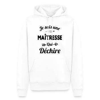je suis une maîtresse qui déchire cadeau maîtresse - Sweat à capuche Premium bio Homme - blanc - Devant - Nico (187cm)