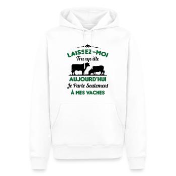 Je parle Seulement à Mes Vaches - Sweat à capuche Premium bio Homme - blanc - Devant - Nico (187cm)