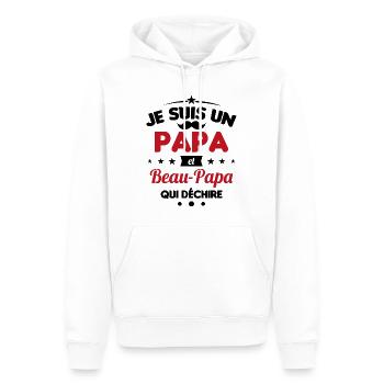 je suis un papa et beau-papa qui déchire - Sweat à capuche Premium bio Homme - blanc - Devant - Nico (187cm)