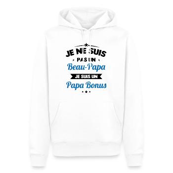 Je ne suis pas un beau-papa je suis un papa bonus - Sweat à capuche Premium bio Homme - blanc - Devant - Nico (187cm)