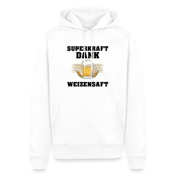 Superkraft Dank Weizensaft Lustiger Bier Spruch - Männer Premium Bio Hoodie - Weiß - Vorne - Nico (187cm)