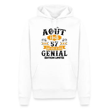 57 Ans Anniversaire Vintage Né(e) en Août 1965 - Sweat à capuche Premium bio Homme - blanc - Devant - Nico (187cm)