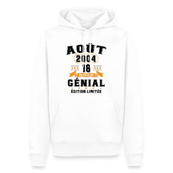 18 Ans Anniversaire Vintage Né(e) en Août 2004 - Sweat à capuche Premium bio Homme - blanc - Devant - Nico (187cm)