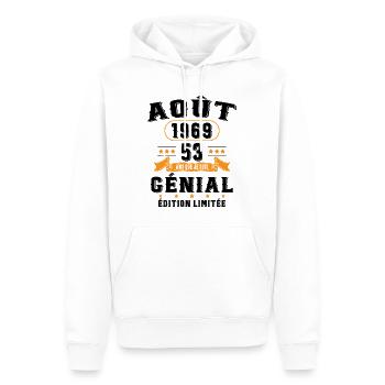 53 Ans Anniversaire Vintage Né(e) en Août 1969 - Sweat à capuche Premium bio Homme - blanc - Devant - Nico (187cm)