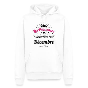 Les Princesses Sont Nées En Décembre Anniversaire - Sweat à capuche Premium bio Homme - blanc - Devant - Nico (187cm)