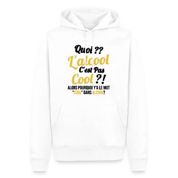 Quoi L'alcool C'est Pas Cool Humour Alcool - Sweat à capuche Premium bio Homme - blanc - Devant - Nico (187cm)
