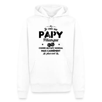 Un Papy Pétanque Comme Un Papy Normal - Sweat à capuche Premium bio Homme - blanc - Devant - Nico (187cm)