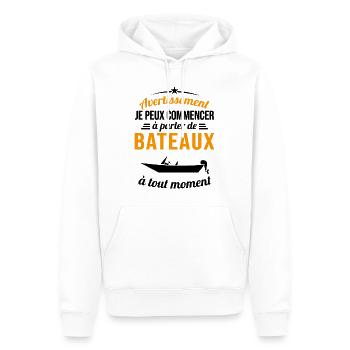 Parler De Bateaux À Tout Moment Cadeau Pêcheur - Sweat à capuche Premium bio Homme - blanc - Devant - Nico (187cm)
