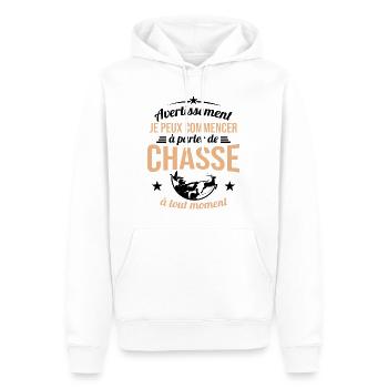 Parler De Chasse à Tout Moment Cadeau Chasseur - Sweat à capuche Premium bio Homme - blanc - Devant - Nico (187cm)