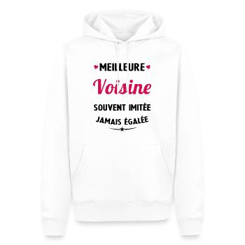 Meilleure voisine souvent imitée jamais égalée - Sweat à capuche Premium bio Homme - blanc - Devant - Nico (187cm)