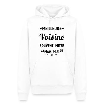 Meilleure voisine souvent imitée jamais égalée - Sweat à capuche Premium bio Homme - blanc - Devant - Nico (187cm)