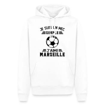 je suis un mec simple j'aime Marseille - Sweat à capuche Premium bio Homme - blanc - Devant - Nico (187cm)
