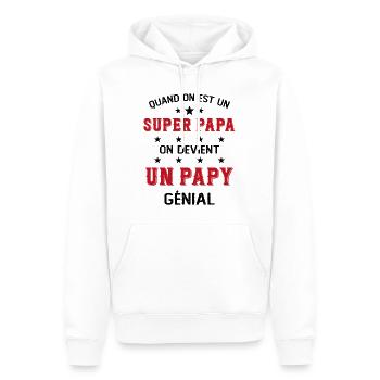 Un Super Papa On Devient Un Papy Génial - Sweat à capuche Premium bio Homme - blanc - Devant - Nico (187cm)
