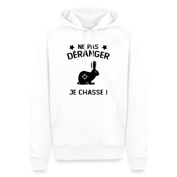 Ne Pas déranger Je Chasse ! - Sweat à capuche Premium bio Homme - blanc - Devant - Nico (187cm)