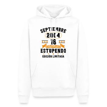 18 Ans Anniversaire Vintage Né(e) Septembre 2004 - Sweat à capuche Premium bio Homme - blanc - Devant - Nico (187cm)