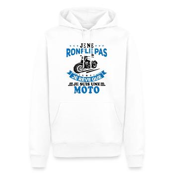 Je Ne Ronfle Pas Je Rêve Que Je Suis Une Moto - Sweat à capuche Premium bio Homme - blanc - Devant - Nico (187cm)