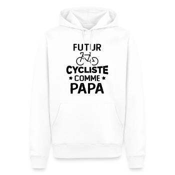 Futur cycliste comme papa - Sweat à capuche Premium bio Homme - blanc - Devant - Nico (187cm)