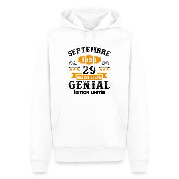 29 Ans Anniversaire Vintage Né(e) Septembre 1993 - Sweat à capuche Premium bio Homme - blanc - Devant - Nico (187cm)