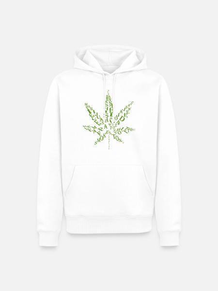 Buchstaben/ Wörter Hanfblatt - Männer Premium Bio Hoodie - Weiß