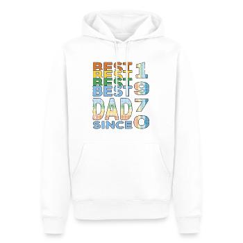 Meilleur papa du monde depuis 1970 anniversaire de la fête des pères - Sweat à capuche Premium bio Homme - blanc - Devant - Nico (187cm)