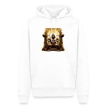 Gorilla, Affe, Antikes Fitnessgerät, Fitness - Männer Premium Bio Hoodie - Weiß - Vorne - Nico (187cm)