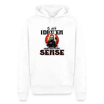 Lustig - So viele Idioten und nur eine Sense - Männer Premium Bio Hoodie - Weiß - Vorne - Nico (187cm)