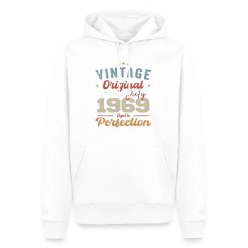 Juillet 1969 Anniversaire Juillet 1969 Original 1969 Juillet - Sweat à capuche Premium bio Homme - blanc - Devant - Nico (187cm)