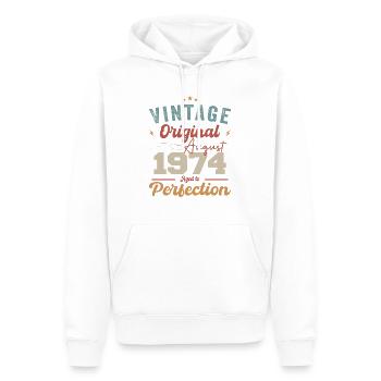 August 1974 Vintage Vintage Birthday Retro - Men’s Premium Organic Hoodie - white - Front - Nico (187cm)