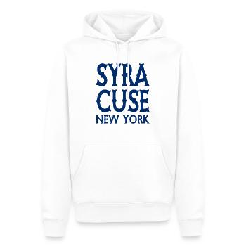 Syracuse - New York - États-Unis USA - Sweat à capuche Premium bio Homme - blanc - Devant - Nico (187cm)