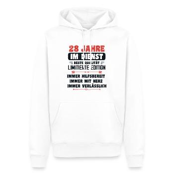 28 Jahre im Dienst 28 Jähriges Dienstjubiläum - Männer Premium Bio Hoodie - Weiß - Vorne - Nico (187cm)