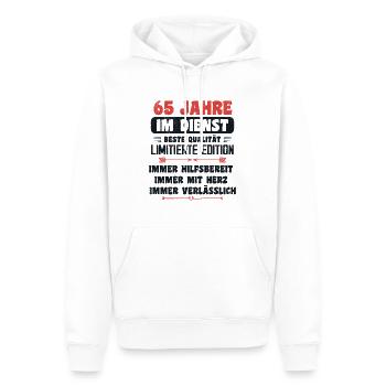 65 Jahre im Dienst 65 Jähriges Dienstjubiläum - Männer Premium Bio Hoodie - Weiß - Vorne - Nico (187cm)