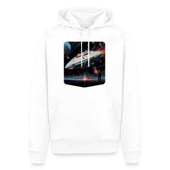 Ai Planet Raumschiff - Männer Premium Bio Hoodie - Weiß - Vorne - Nico (187cm)