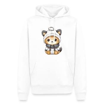 Fuchs Winter Comic Niedlich - Männer Premium Bio Hoodie - Weiß - Vorne - Nico (187cm)