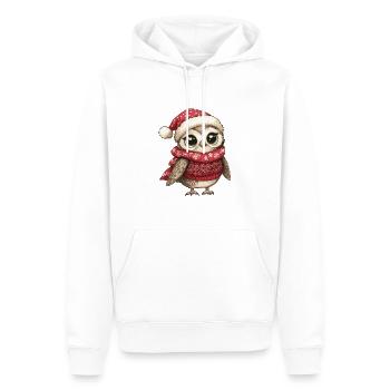 Hibou Noël - Sweat à capuche Premium bio Homme - blanc - Devant - Nico (187cm)