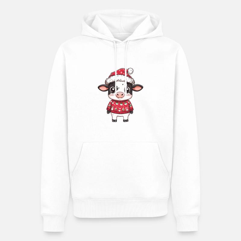 Noël de vache - Sweat à capuche Premium bio Homme - blanc