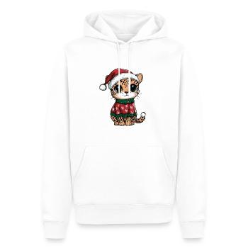 Noël léopard - Sweat à capuche Premium bio Homme - blanc - Devant - Nico (187cm)