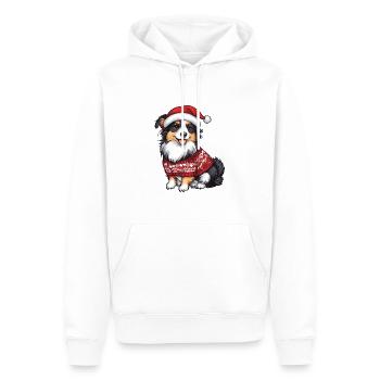 Border Collie Chien Noël - Sweat à capuche Premium bio Homme - blanc - Devant - Nico (187cm)