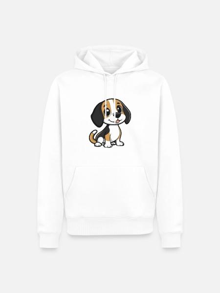 Beagle Hund Comic Niedlich - Männer Premium Bio Hoodie - Weiß