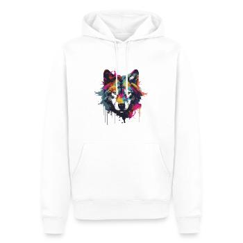 Wolf Kopf Porträt Pop Art - Männer Premium Bio Hoodie - Weiß - Vorne - Nico (187cm)