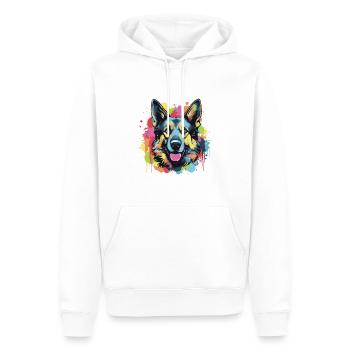 German Shepherd Dog Head Portrait Pop Art - Men’s Premium Organic Hoodie - white - Front - Nico (187cm)