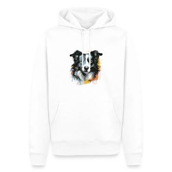 Border Collie Chien Tête Portrait Pop Art - Sweat à capuche Premium bio Homme - blanc - Devant - Nico (187cm)