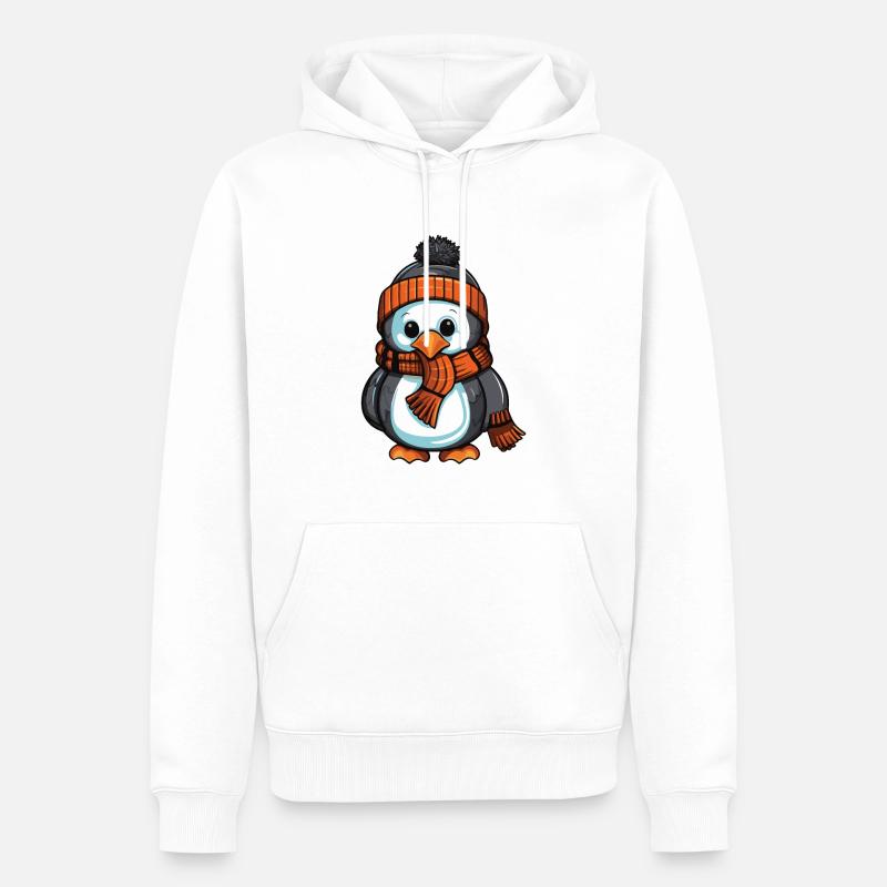 Pinguin Süß Winter Comic - Männer Premium Bio Hoodie - Weiß