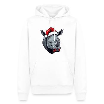 Næsehornshoved juleportræt - Herre Premium økologisk hoodie - hvid - Foran - Nico (187cm)
