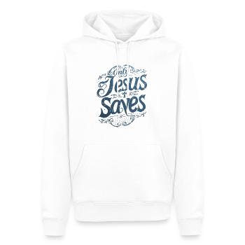 Jesus Christus Rettet Bibelspruch Glaube Hoffnung - Männer Premium Bio Hoodie - Weiß - Vorne - Nico (187cm)