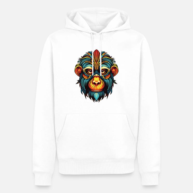 Affe Portrait - Männer Premium Bio Hoodie - Weiß