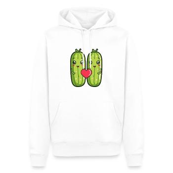Gurke Paar Liebe Herz Comic - Männer Premium Bio Hoodie - Weiß - Vorne - Nico (187cm)