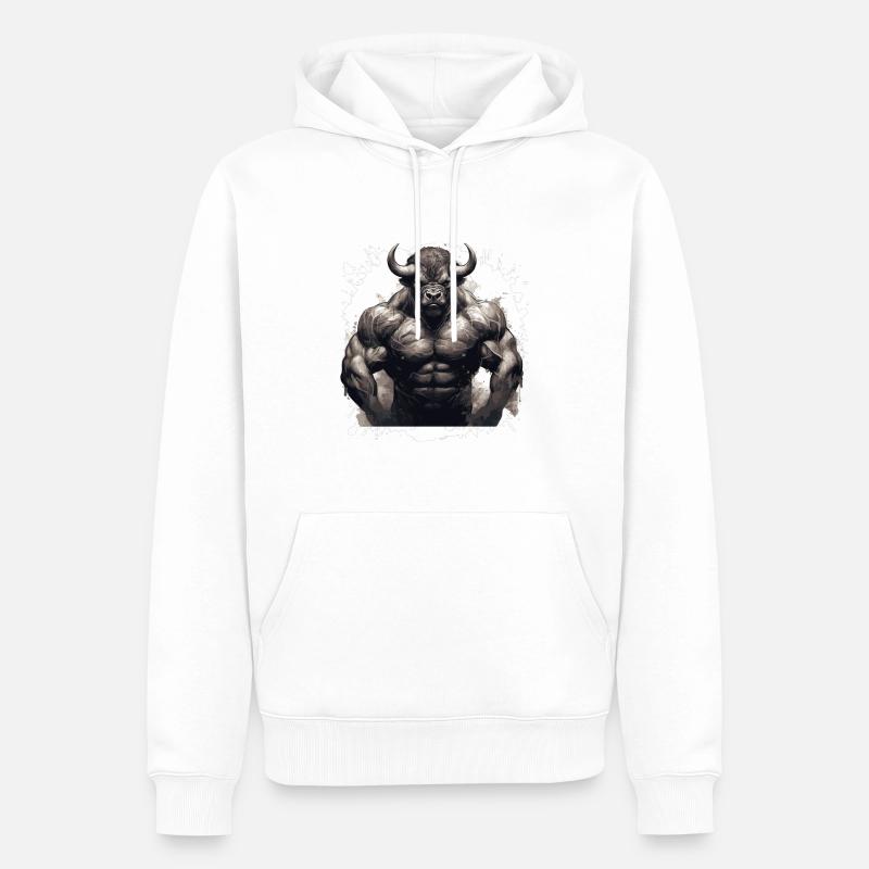 Bison Muscles Musculation Bête - Sweat à capuche Premium bio Homme - blanc