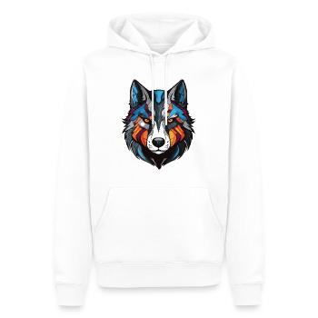 Portrait de chien husky - Sweat à capuche Premium bio Homme - blanc - Devant - Nico (187cm)