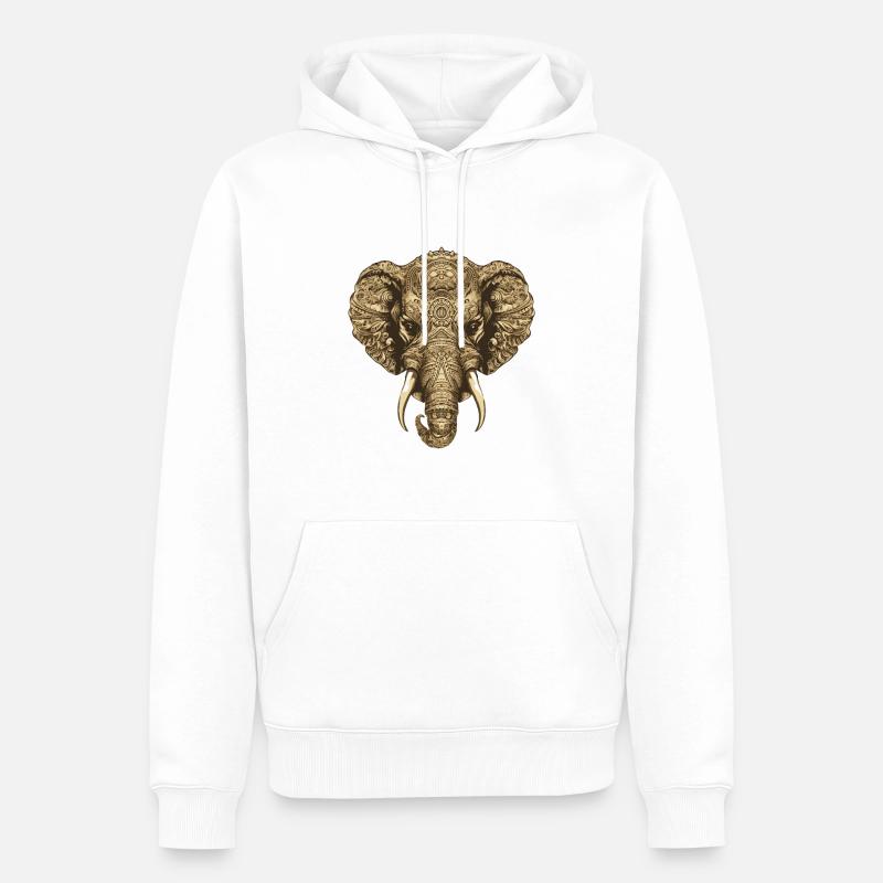 Portrait d’éléphant - Sweat à capuche Premium bio Homme - blanc