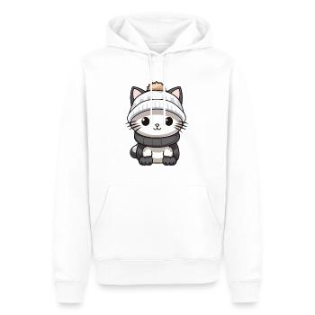 Chat Hiver Animal Bébé Bande Dessinée - Sweat à capuche Premium bio Homme - blanc - Devant - Nico (187cm)